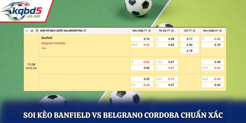 Soi kèo Banfield vs Belgrano Cordoba chuẩn xác qua bảng kèo nhà cái